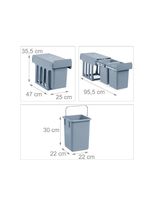 Relaxdays Coș de Gunoi Plastic Gri 8l
