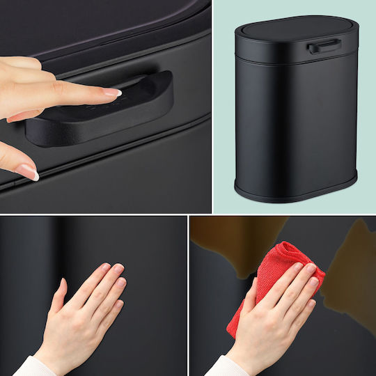 Relaxdays Coș De Gunoi Pentru Dulap Din Plastic Negru 5lt