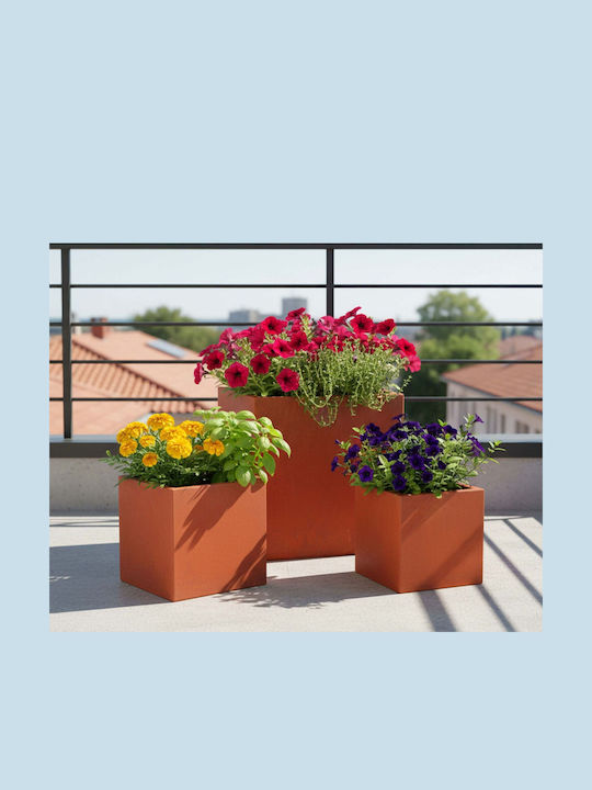Relaxdays Pflanzentöpfe Metall Orange 3er Set
