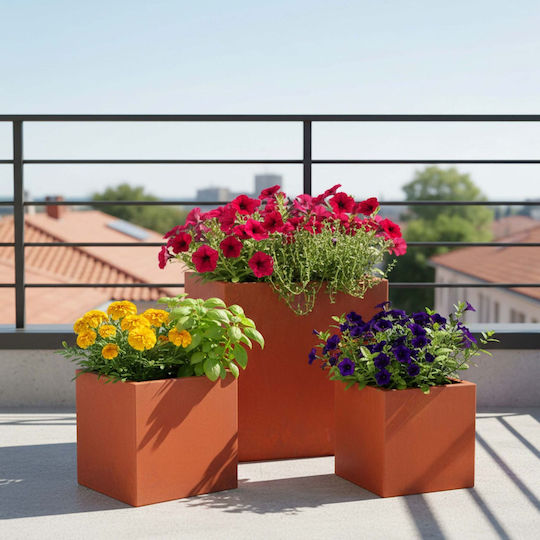 Relaxdays Vaze Pentru Plante Metalice Portocalii 3 Buc