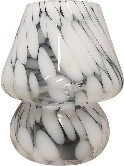 Relaxdays Glass Table Lamp for E27 Socket with White Shade and Base