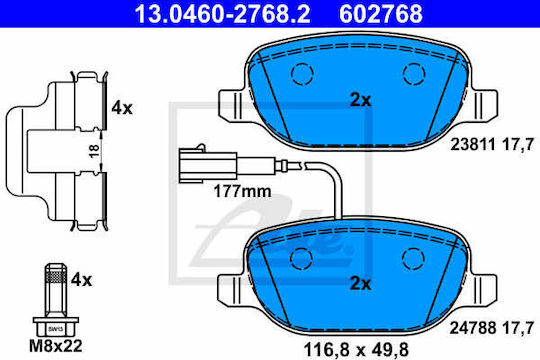 Brake Pad Set Disc Brake Ate 13.0460-2768.2