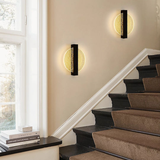 Aplica de Perete Modernă cu LED Integrat și Comutator Neagră 25x20cm