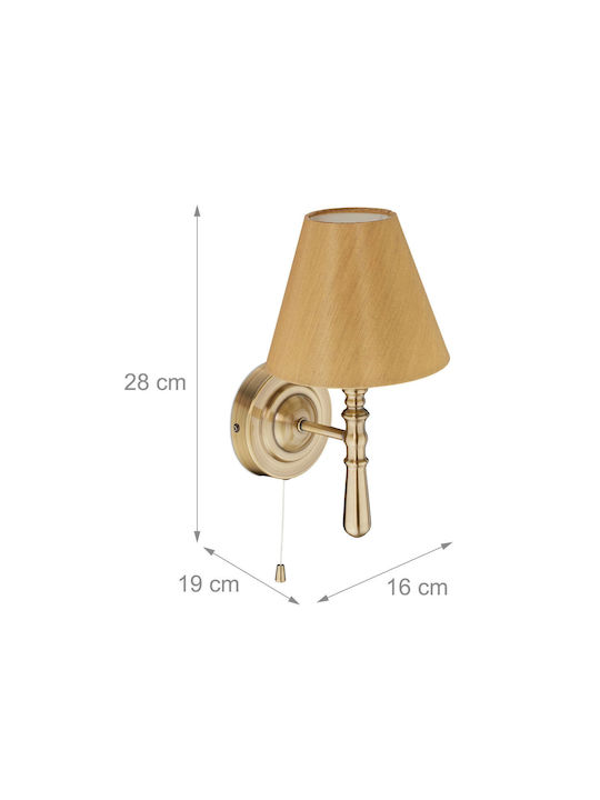 Relaxdays Lampă de Perete cu Soclu E14 și Comutator Bej 28x19x16cm