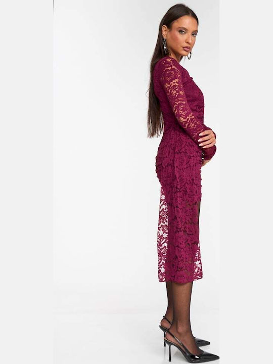 Mini Abendkleid Mit Spitze Burgundisch