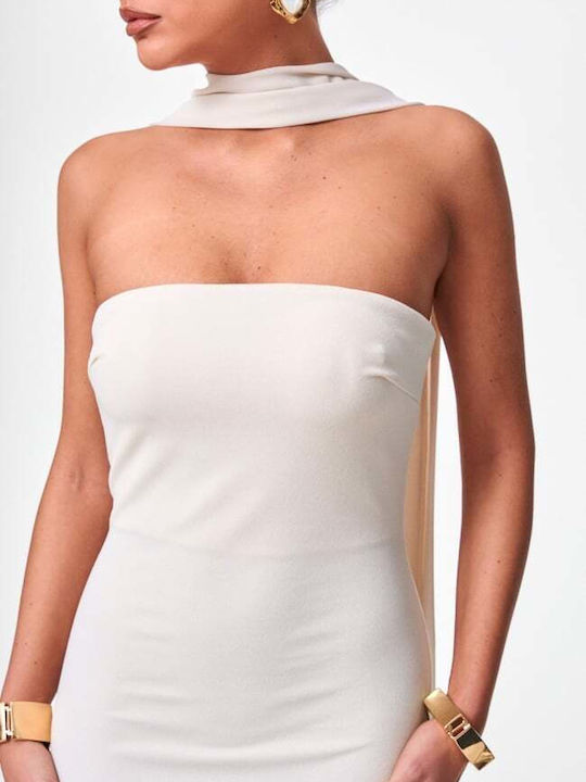 Maxi Evening Strapless Beige Dress