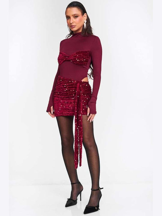 Mini Evening Dress Burgundy