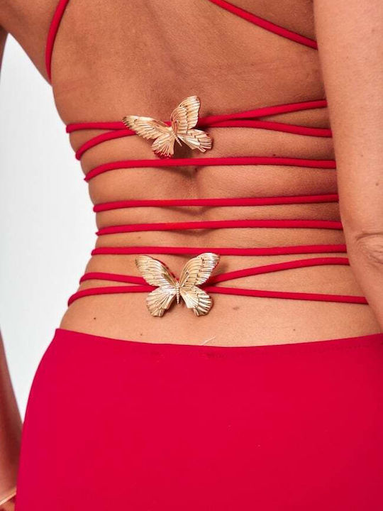 Summer Maxi Evening Dress Open Back Red
