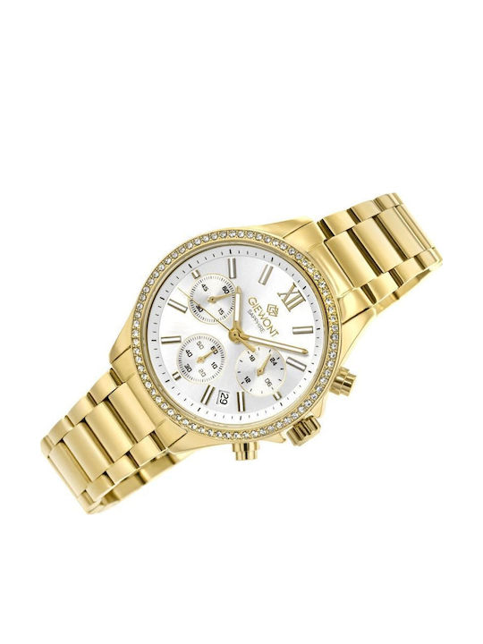 Giewont Womens Chronograph Battery Watch With Gold Metal Bracelet