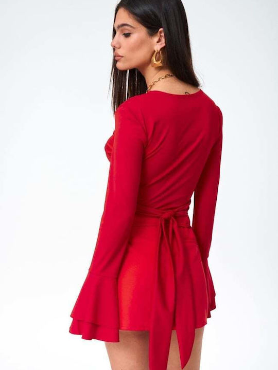 Women's Crop Top with Lace Red