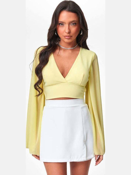 Women's Blouses Crop Top Yellow