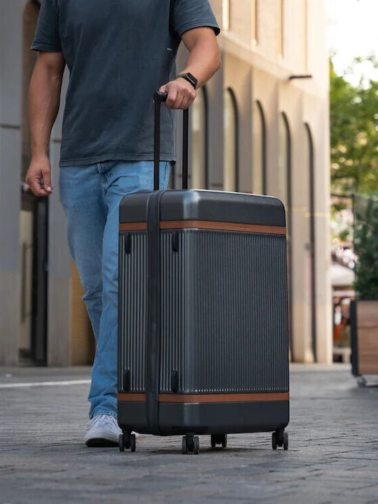 The Chesterfield Brand Large Hard Travel Suitcase Graphite with 4 Wheels Height 75cm