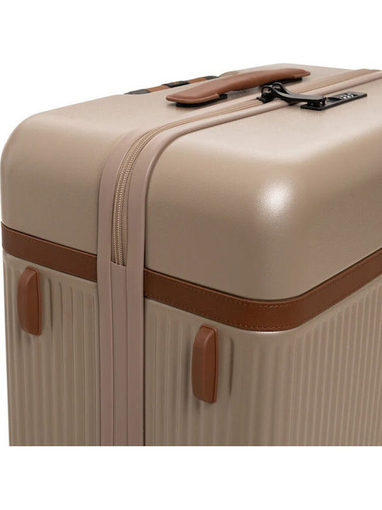 The Chesterfield Brand Large Hard Travel Suitcase Champagne with 4 Wheels Height 75cm