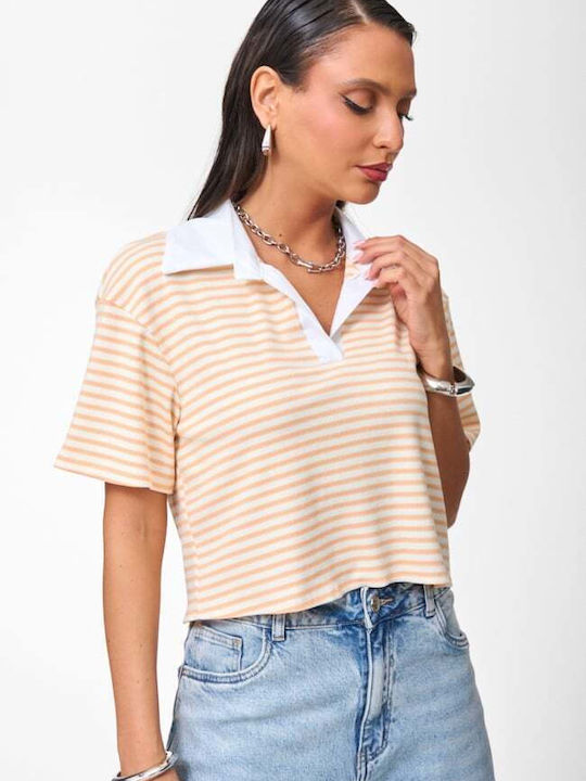 Women's Blouse Striped Orange