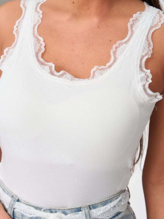 Women's Blouse with Lace White
