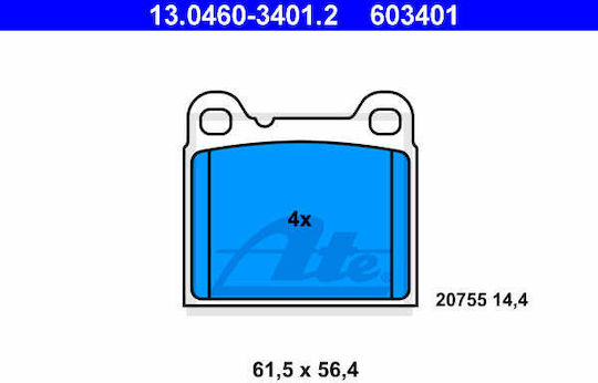 Set Plăcuțe de Frână Disc Frână Ate 13.0460-3401.2