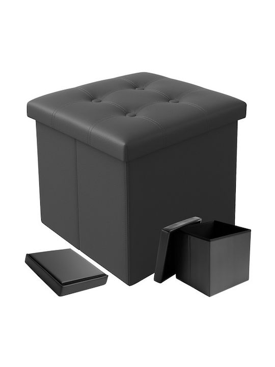 Taburet Camera De Zi Cu Spațiu De Depozitare Lemn Gri 38x38x38cm