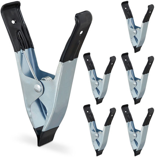 Set 6 Spring Clamps Relaxdays 14.5x9.5x3 Cm Black Silver