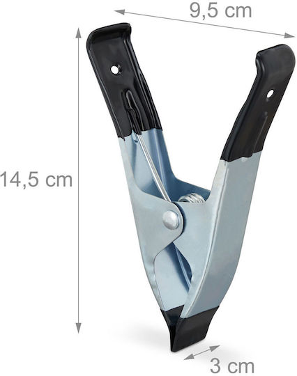 Set 6 Spring Clamps Relaxdays 14.5x9.5x3 Cm Black Silver