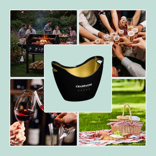 Relaxdays Champagners Simple Din Plastic Neagră 8lt Cu Dimensiuni 25.5x25.5x35cm