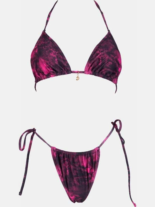 Set Bikini 3 Pieces Triangle Magenta