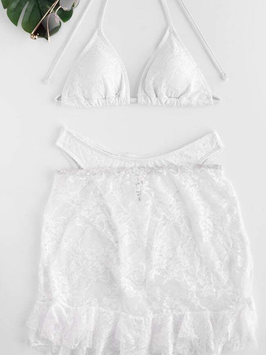 Set Bikini Set De Bikini Triunghi Alb