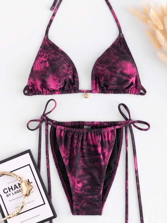 Set Bikini 3 Pieces Triangle Magenta