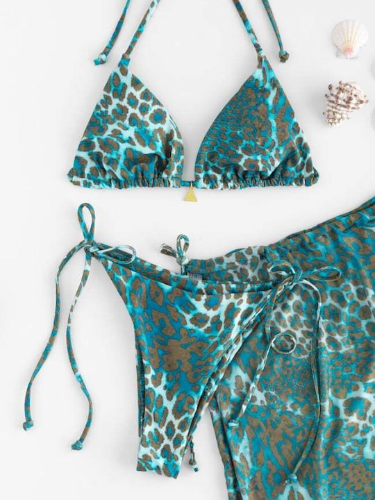 Set Bikini 3 Τεμαχίων Τριγωνάκι Πετρολ