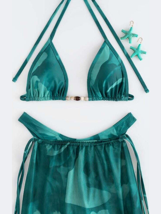 Set Bikini 3 Τεμαχίων Τριγωνάκι Πετρολ
