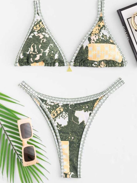 Set Bikini Triunghi Push Up Kaki
