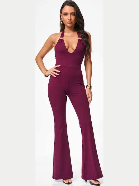 Women's Burgundy One-piece Jumpsuit