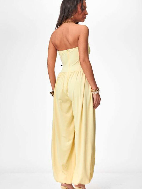 Γυναικεία Strapless Ολόσωμη Φόρμα Κιτρινο
