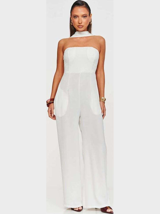 Γυναικεία Strapless Ολόσωμη Φόρμα Ασπρο
