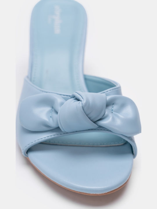 Pantofi Mules Dama Cu Toc În Albastru Deschis
