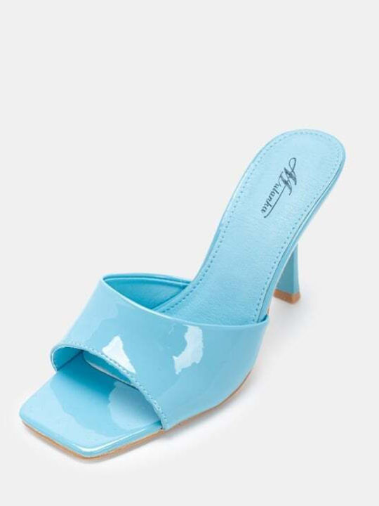 Women's Mules with Heel in Light Blue Color