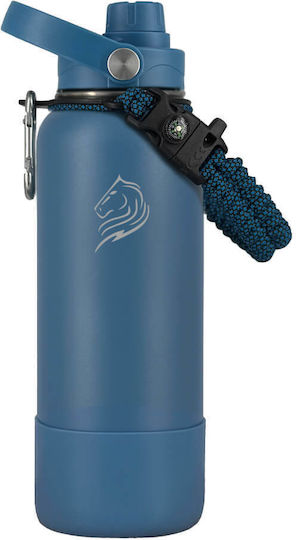 Cool'NMore Μπουκάλι Θερμός Ανοξείδωτο BPA Free 1lt Denim με Καλαμάκι, Λαβή, Επιστόμιο και Θηλιά