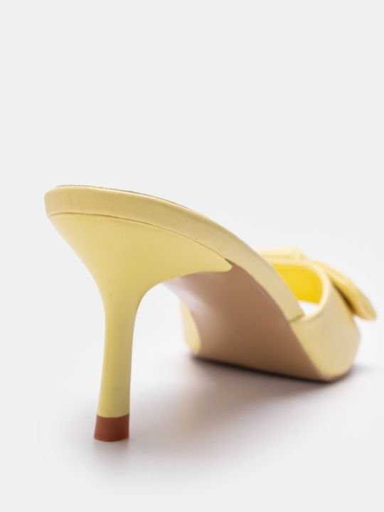 Women's Mules with Heel in Yellow Color