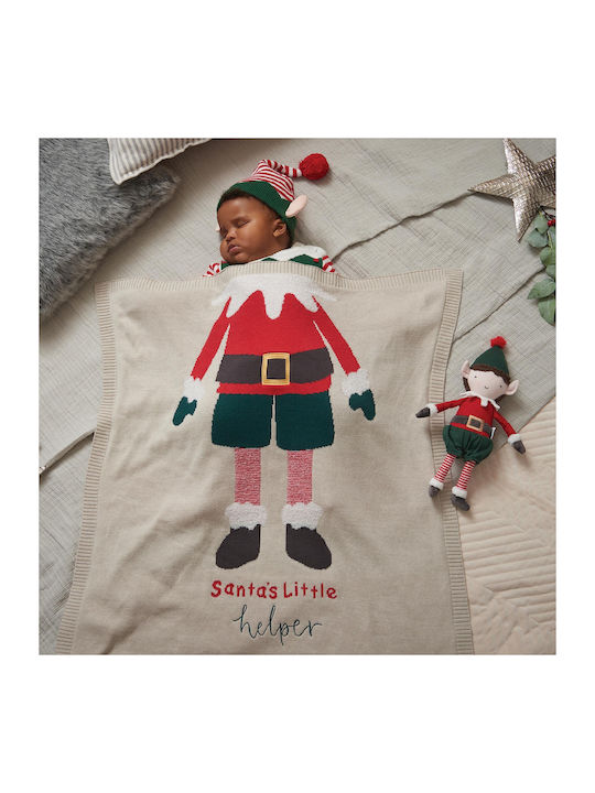 Mamas & Papas Nursery Swaddling Blanket Xmas Knitted 70x90cm