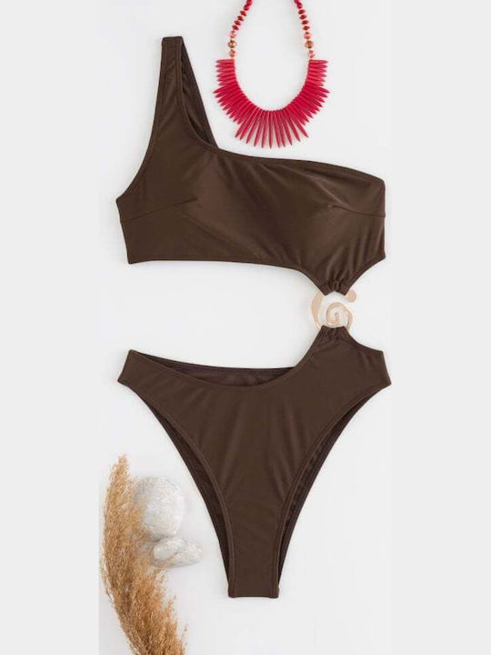 Swimsuit with Openings Brown Dark