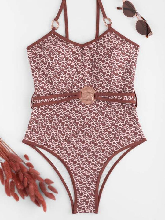 Brown One Piece Swimsuit