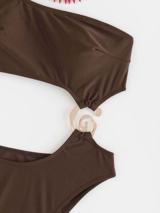 Swimsuit with Openings Brown Dark