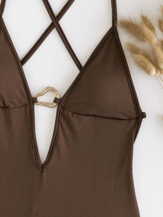 Swimsuit with Openings Brown