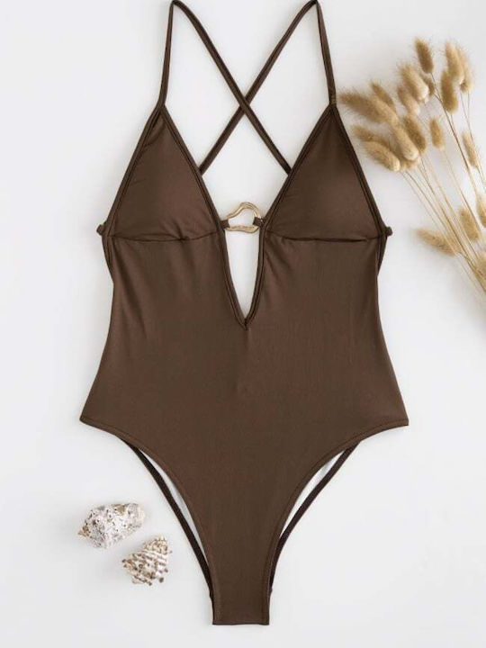 Swimsuit with Openings Brown