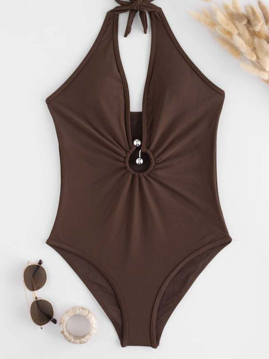 Brown One Piece Swimsuit