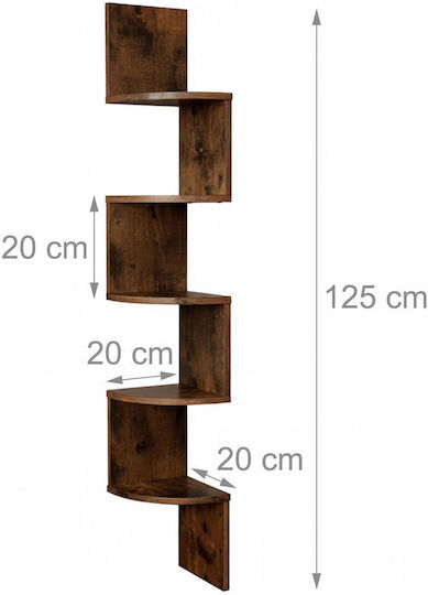Corner Wall Shelf Brown Color 125x20x20cm