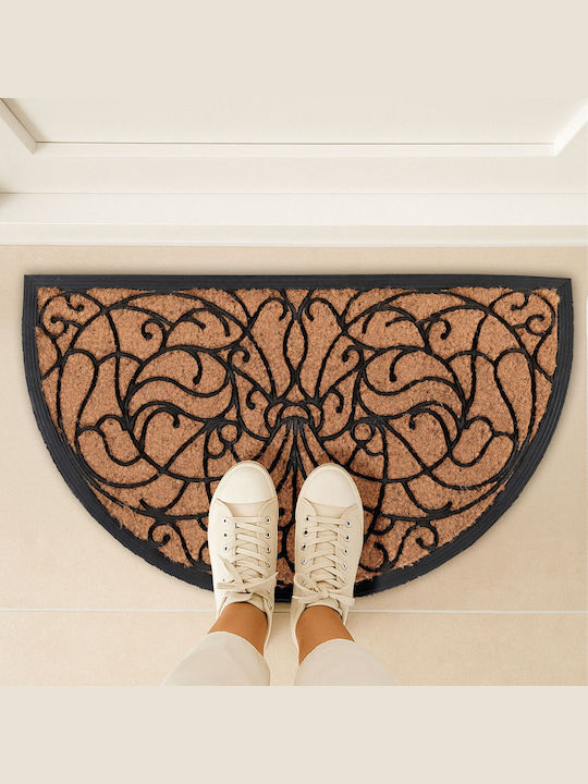 Relaxdays Covoraș De Intrare Semicircular Din Nucă De Cocos Bej X100Cm