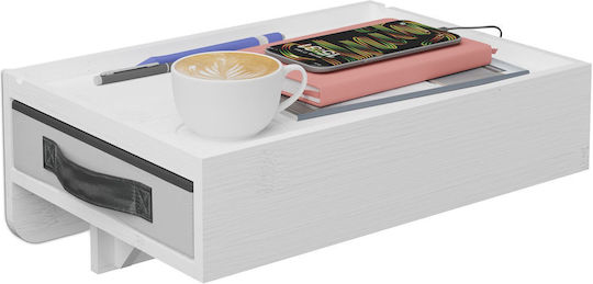 Bedside Table Made of White Bamboo 26.5x26.5x37cm