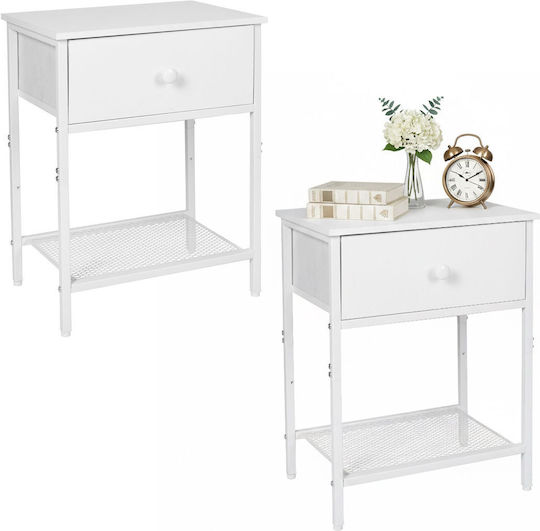 White Wooden Bedside Tables 2 Pieces 55x40x30cm