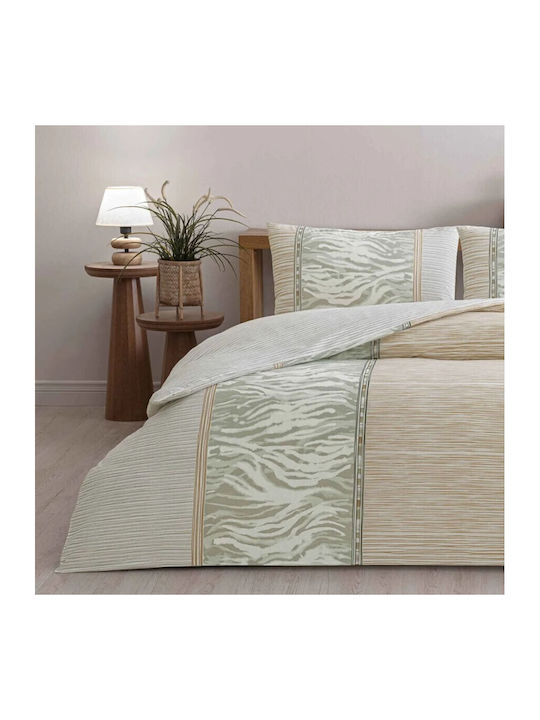 Tac Set Huse Pentru Pilote 100% Bumbac 200x220cm Dublă Cu 2 Fețe De Pernă & 1 Cearceaf Beige