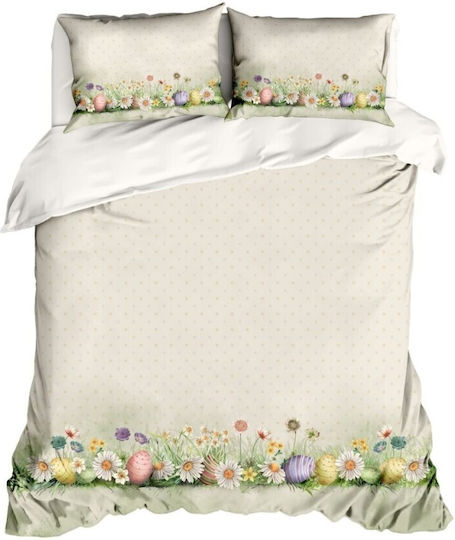 Lenjerii Deosebite Cotton Duvet Cover Set 200x220cm Double With 2 Pillowcases & 1 Bed Sheet Egly